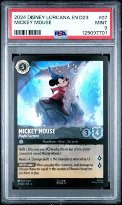2024 DISNEY LORCANA EN D23-D23 EXPO PROMO MICKEY MOUSE - PLAYFUL SORCERER PSA 9 - Image 1