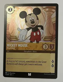 Disney Lorcana Mickey Mouse True Friend Foil Card 12/204 Uncommon First Chapter - Image 1