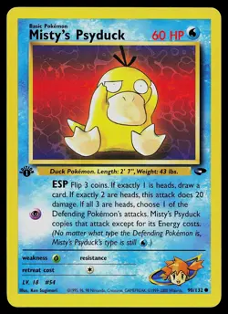 Pokemon Card - Misty's Psyduck 1st Edition Gym Challenge 90/132 Common - Image 1
