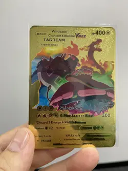 Charizard&Blastoise VMAX Gold Metal Pokemon Card-Collectible Gift Display！bonny - Image 1