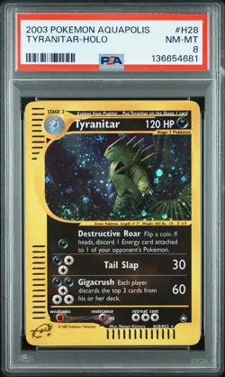 Tyranitar 2003 Pokemon Aquapolis Nice swirl PSA 8 #H28 - Image 1
