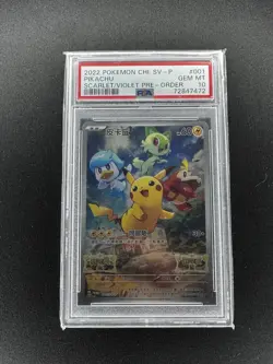 PSA 10 GEM MINT Chinese Pikachu 001/SV-P Promo Scarlet & Violet Holo Pokemon TCG - Image 1