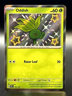 Oddish 092/091 Shiny Rare SV: Paldean Fates Pokemon TCG - NM - Image 1