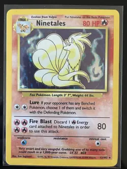 Pokemon TCG Ninetales Base Set 12/102 Holo Rare Stage 1 80 HP Holo English - Image 1