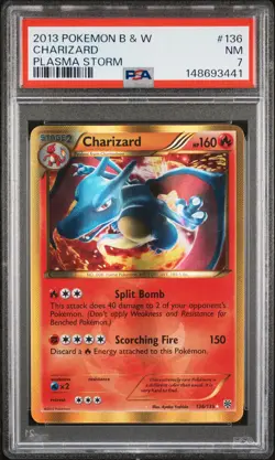 2013 POKEMON B&W PLASMA STORM #136 CHARIZARD PSA 7 - Image 1