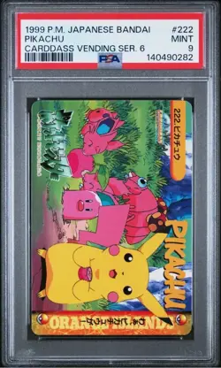 PSA 9 NEW CERT PIKACHU 1999 POKEMON JAPANESE BANDAI CARDDASS VENDING #222 - Image 1