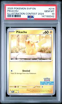 2025 POKEMON SVP EN-SV BLACK STAR PROMO ILLUSTRATION CONTEST 2024 PIKACHU PSA 10 - Image 1