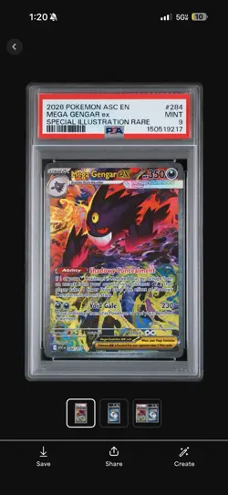 Pokemon 2026 Mega Gengar ex 284/217 SIR Ascended Heroes GEM MINT PSA 9 - Image 1