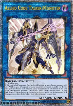YUGIOH ALIN-EN051 Allied Code Talker @Ignister Quarter Century Secret Rare 1st E - Image 1
