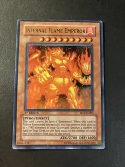 Yu-Gi-Oh! TCG Infernal Flame Emperor SD3-EN001 1st Edition Ultra Rare HP/Damaged - Image 1