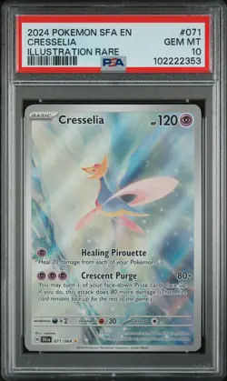 2024 POKEMON SFA EN-SHROUDED FABLE ILLUSTRATION RARE #071 CRESSELIA PSA 10 - Image 1