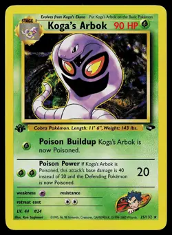 Pokemon Card Koga's Arbok 25/132 Gym Challenge 1st Edition - Image 1