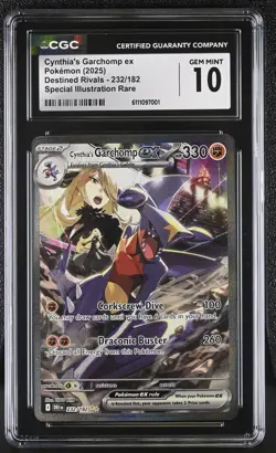 CGC 10 Cynthia's Garchomp ex 232/182 Holo SIR Destined Rivals Pokemon Card - Image 1