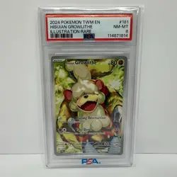 Pokemon Hisuian Growlithe 181/167 Illustration Rare Twilight Masquerade PSA 8 - Image 1