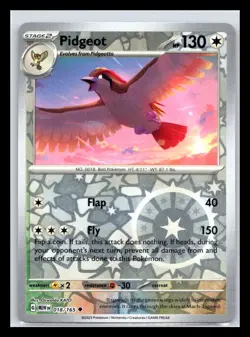 Pidgeot Uncommon Reverse Holo 018/165 MEW SV: Scarlet & Violet 151 Pokemon TCG - Image 1