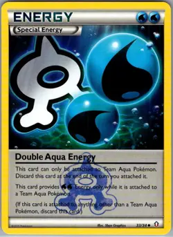 Double Aqua Energy 33/34 Non Holo Double Crisis - Pokemon Card - NM - Image 1