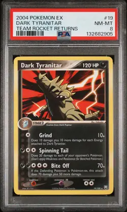 2004 POKEMON EX TEAM ROCKET RETURNS #19 DARK TYRANITAR PSA 8 - Image 1