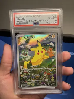 2024 POKEMON JPN SV-P PROMO #218 PIKACHU PSA 10 - Image 1