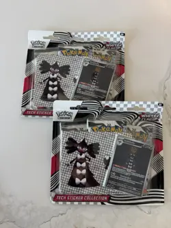 2 x Pokemon TCG Scarlet Violet - White Flare 3Pk Blister Tech Sticker Collection - Image 1