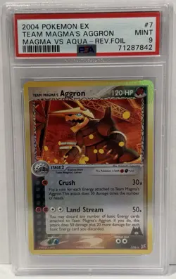 2004 Pokemon EX Team Magma’s Aggron Reverse Holo Foil #7 Magma Vs Aqua PSA 9 Mnt - Image 1