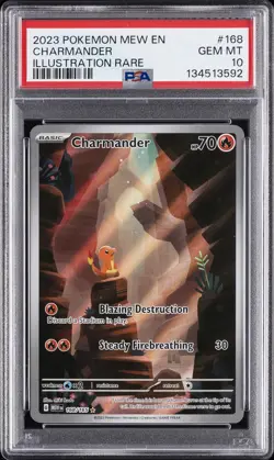 2023 POKEMON MEW EN-151 ILLUSTRATION RARE #168 CHARMANDER PSA 10 - Image 1