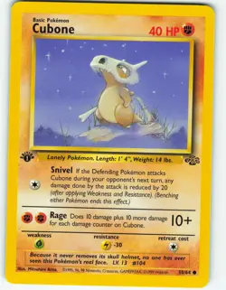 Cubone - 1st Edition - 50/64 Jungle Set - Pokemon TCG - 1999 - Image 1