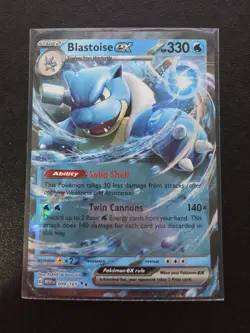 Pokemon TCG Blastoise EX 009/165 Scarlet & Violet Holo Double Rare NM Condition - Image 1