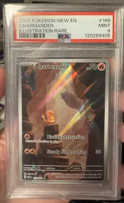 2023 POKEMON MEW EN-151 #168/165 CHARMANDER ILLUSTRATION RARE PSA 9 - Image 1