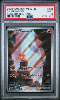 2023 POKEMON MEW EN-151 ILLUSTRATION RARE #168 CHARMANDER PSA 9 - Image 1