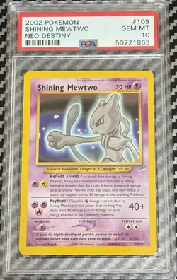 2002 Pokemon Neo Destiny #109 Shining Mewtwo PSA 10 Card GEM MINT Trusted Seller - Image 1
