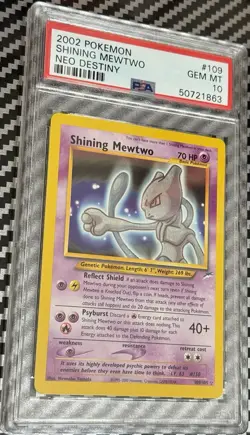 2002 Pokemon Neo Destiny #109 Shining Mewtwo PSA 10 Card GEM MINT Trusted Seller - Image 2