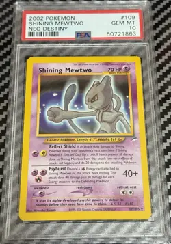 2002 Pokemon Neo Destiny #109 Shining Mewtwo PSA 10 Card GEM MINT Trusted Seller - Image 4