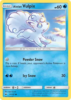Alolan Vulpix 27/147 Sm-Burning Shadows Regular LP-Lightly Played Pokemon TCG - Image 1