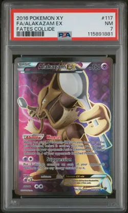 2016 POKEMON XY FATES COLLIDE ALAKAZAM EX #117 FULL ART PSA 7 NM #115891881 - Image 1