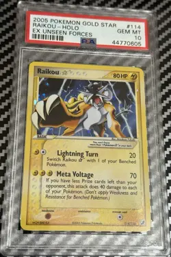 2005 Pokemon EX Unseen Forces # 114 Gold Star Raikou PSA 10 GEM MINT! Free Ship! - Image 2