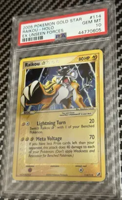 2005 Pokemon EX Unseen Forces # 114 Gold Star Raikou PSA 10 GEM MINT! Free Ship! - Image 3