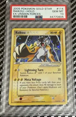 2005 Pokemon EX Unseen Forces # 114 Gold Star Raikou PSA 10 GEM MINT! Free Ship! - Image 4