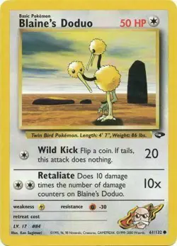 Blaine's Doduo 61/132 Gym Challenge Common Moderate Play Pokemon DNA GAMES - Image 1