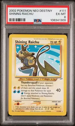 Shining Raichu 2002 Pokemon NEO Destiny #111/105 PSA 6 - Image 1