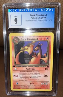 2000 POKEMON 1ST EDITION DARK CHARIZARD 21/82 TEAM ROCKET Non Holo Cgc 9 - Image 1