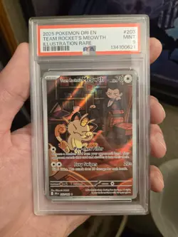 PSA 9 - Team Rocket's Meowth 203/182 Illustration Rare Pokemon CLEAN SLAB MINT - Image 1