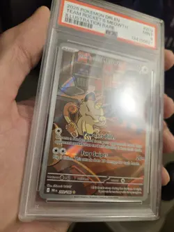 PSA 9 - Team Rocket's Meowth 203/182 Illustration Rare Pokemon CLEAN SLAB MINT - Image 2