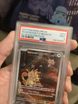 PSA 9 - Team Rocket's Meowth 203/182 Illustration Rare Pokemon CLEAN SLAB MINT - Image 3