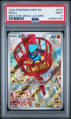 2025 POKEMON MEP EN-ME BLACK STAR PROMO #010 RIOLU PSA 9 - Image 1