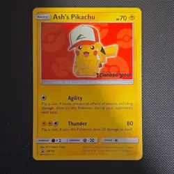Pokemon Ash's Pikachu Promo SM109 SM-P EN Basic 2017 - Image 1
