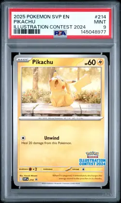 2025 POKEMON SVP EN-SV BLACK STAR PROMO ILLUSTRATION CONTEST 2024 PIKACHU PSA 9 - Image 1