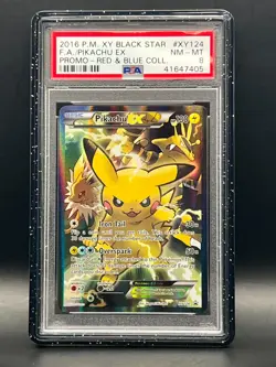 PSA NM-MT 8- Pikachu EX #XY124 2016 Pokemon XY Black Star Promo-Red & Blue Coll. - Image 1