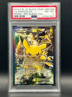 PSA NM-MT 8- Pikachu EX #XY124 2016 Pokemon XY Black Star Promo-Red & Blue Coll. - Image 2