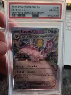 Espeon EX Surprise Box Promo Stamp 034/131 Pokemon Prismatic Evolutions PSA 10 - Image 1