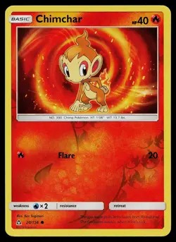 Pokemon Card Ultra Prism Chimchar 20/156 Common Reverse Holo - Image 1